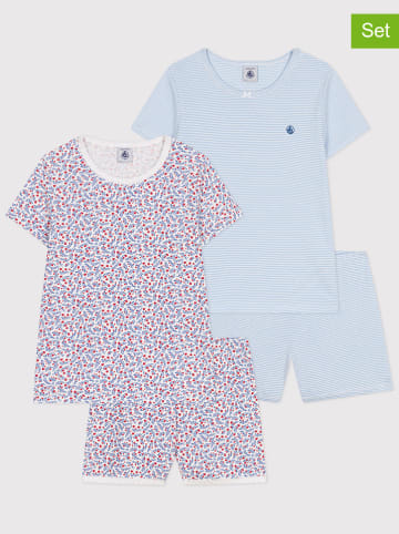 PETIT BATEAU 2-delige set: pyjama's lichtblauw/wit