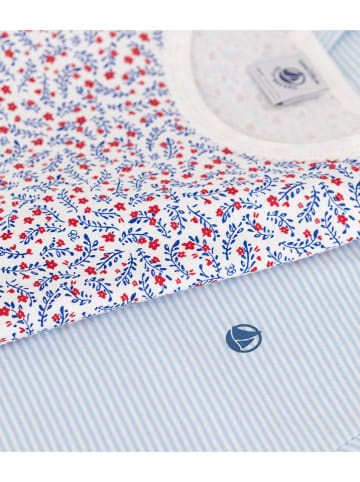 PETIT BATEAU 2er-Set: Pyjamas in Hellblau/ Weiß