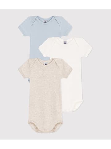 PETIT BATEAU Body (3 szt.) w kolorze beżowym, błękitnym i białym