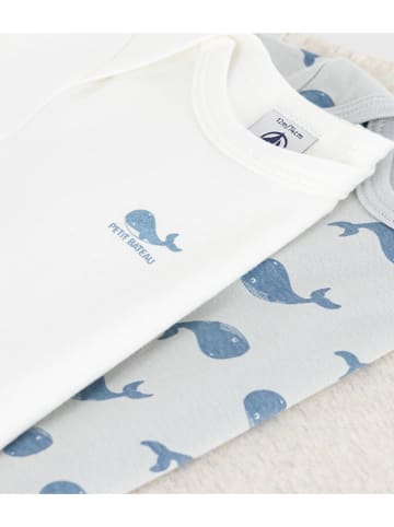 PETIT BATEAU 3-delige set: rompers wit/lichtblauw/beige