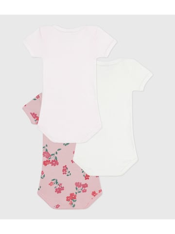 PETIT BATEAU Body (3 szt.) w kolorze białym i jasnoróżowym