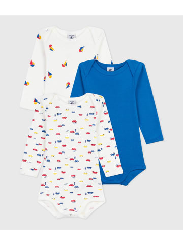 PETIT BATEAU Body (3 szt.) w kolorze białym i niebieskim