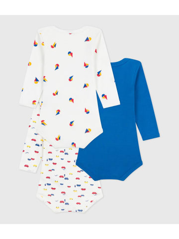 PETIT BATEAU 3er-Set: Bodys in Weiß/ Blau