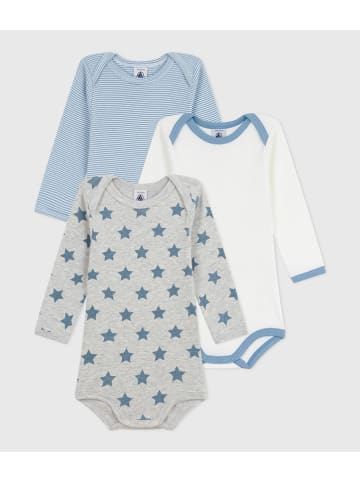 PETIT BATEAU Body (3 szt.) w kolorze błękitnym, szarym i białym