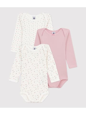 PETIT BATEAU 3-delige set: rompers lichtroze/wit