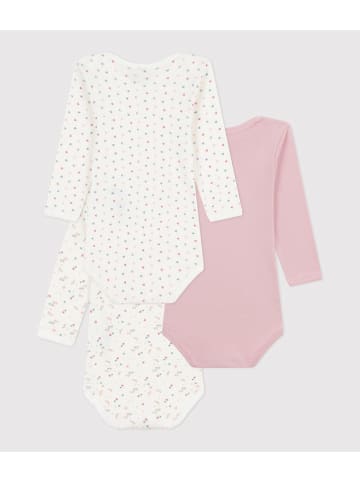 PETIT BATEAU 3-delige set: rompers lichtroze/wit