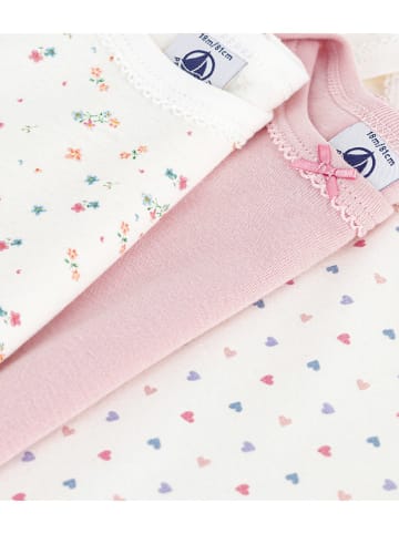 PETIT BATEAU 3-delige set: rompers lichtroze/wit