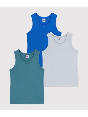 PETIT BATEAU 3-delige set: onderhemden lichtblauw/groen/blauw