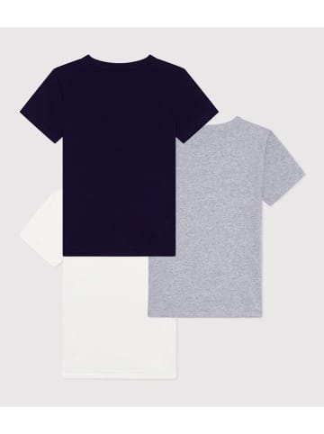 PETIT BATEAU 3er-Set: Shirts in Schwarz/ Weiß/ Grau