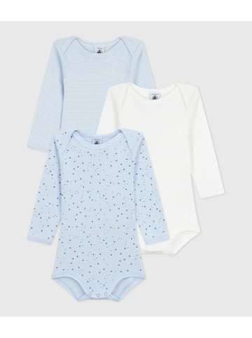 PETIT BATEAU Body (3 szt.) w kolorze błękitnym i białym