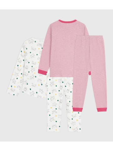 PETIT BATEAU Piżamy (2 szt.) w kolorze białym i jasnoróżowym