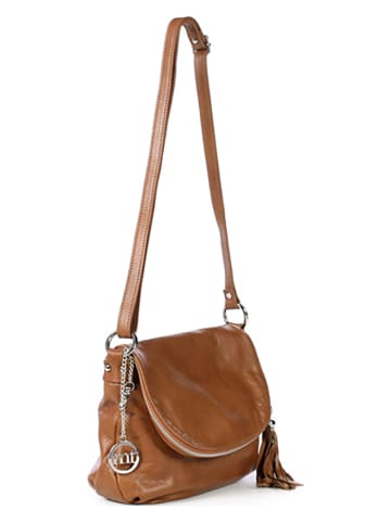 Mia Tomazzi Leren schoudertas "Bausan" lichtbruin - (B)27 x (H)20 x (D)5 cm