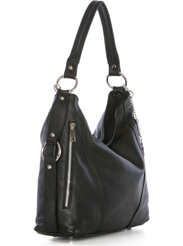 Mia Tomazzi Leder-Schultertasche "Castello" in Schwarz - (B)35 x (H)29 x (T)12 cm