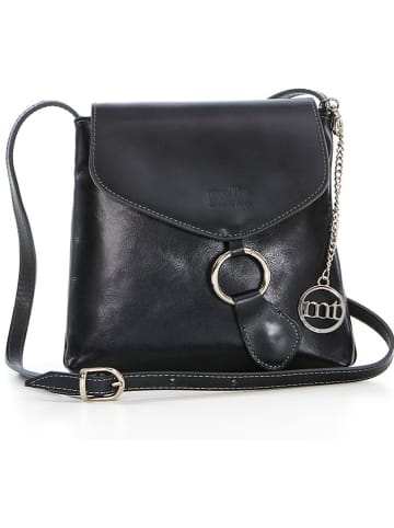 Mia Tomazzi Leder-Umhängetasche "Ortica" in Schwarz - (B)22 x (H)20 x (T)5 cm