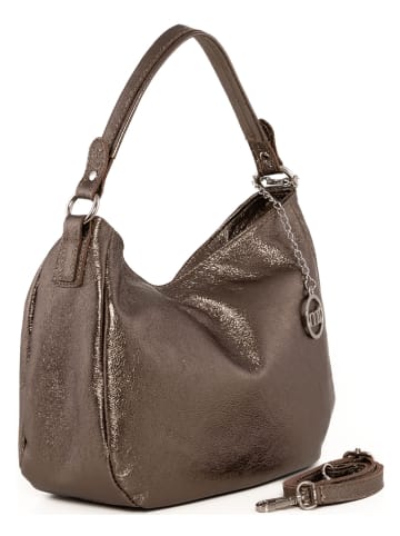 Mia Tomazzi Leder-Schultertasche "Molise" in Goldbraun - (B)30 x (H)20 x (T)8 cm