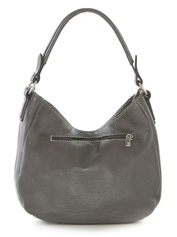 Mia Tomazzi Leder-Schultertasche "Molise" in Grau - (B)30 x (H)20 x (T)8 cm