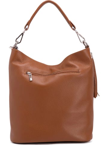 Mia Tomazzi Leder-Schultertasche "Sabaudia" in Braun - (B)26 x (H)28 x (T)12 cm