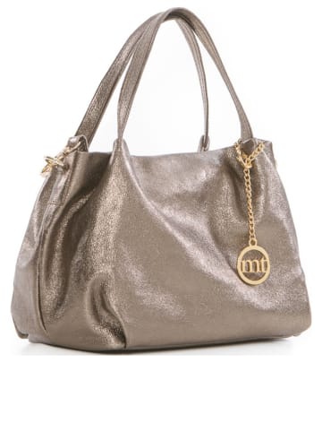 Mia Tomazzi Leren handtas "Vigentino" goudkleurig - (B)26 x (H)20 x (D)14 cm