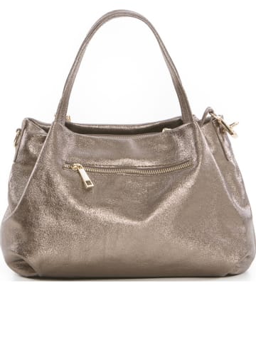 Mia Tomazzi Leren handtas "Vigentino" goudkleurig - (B)26 x (H)20 x (D)14 cm