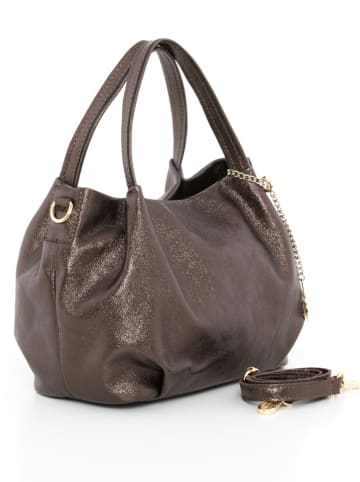 Mia Tomazzi Leren handtas "Vigentino" bruin - (B)26 x (H)20 x (D)14 cm