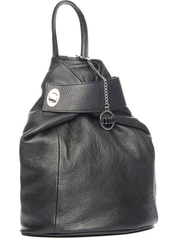 Mia Tomazzi Leder-Rucksack "Sirietto" in Schwarz - (B)28 x (H)35 x (T)13 cm