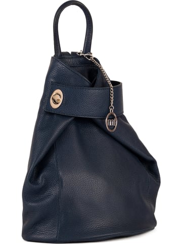 Mia Tomazzi Leder-Rucksack "Sirietto" in Dunkelblau - (B)28 x (H)35 x (T)13 cm