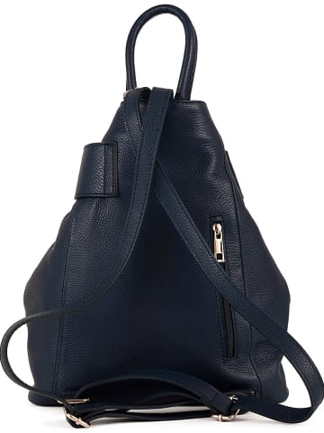 Mia Tomazzi Leren rugzak "Sirietto" donkerblauw - (B)28 x (H)35 x (D)13 cm