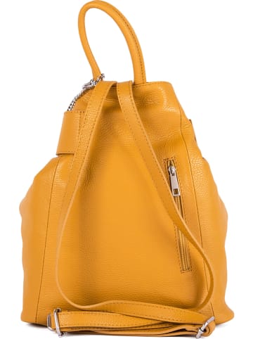Mia Tomazzi Leren rugzak "Sirietto" mosterdgeel - (B)28 x (H)35 x (D)13 cm