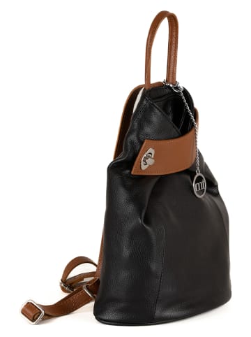 Mia Tomazzi Leren rugzak "Sirietto" zwart/bruin - (B)28 x (H)35 x (D)13 cm
