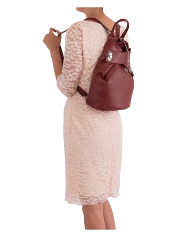 Mia Tomazzi Leren rugzak "Sirietto" rood - (B)28 x (H)35 x (D)13 cm