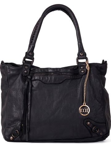 Mia Tomazzi Leren schoudertas "Comasina" zwart - (B)35 x (H)30 x (D)9 cm