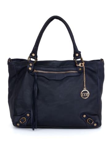 Mia Tomazzi Leder-Schultertasche "Comasina" in Schwarz - (B)35 x (H)30 x (T)9 cm