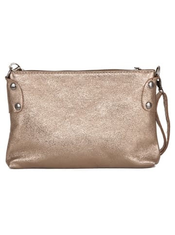Mia Tomazzi Leder-Umhängetasche "Navigli" in Gold - (B)22 x (H)15 x (T)4 cm