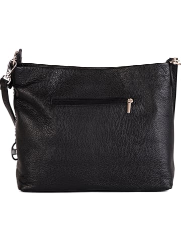 Mia Tomazzi Leder-Umhängetasche "Alerami" in Schwarz - (B)30 x (H)25 x (T)10 cm