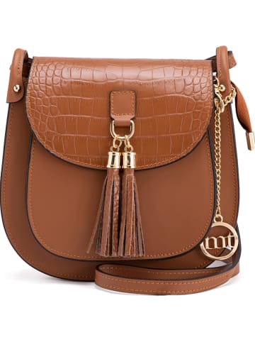 Mia Tomazzi Leder-Umhängetasche "Abbadesse" in Hellbraun - (B)22 x (H)21 x (T)8 cm
