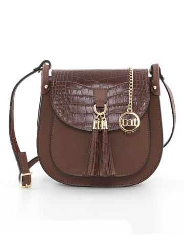 Mia Tomazzi Leren schoudertas "Abbadesse" bruin - (B)22 x (H)21 x (D)8 cm