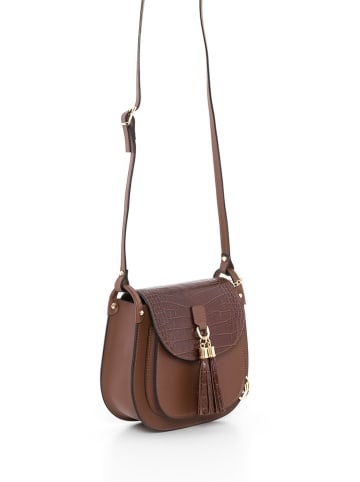 Mia Tomazzi Leder-Umhängetasche "Abbadesse" in Braun - (B)22 x (H)21 x (T)8 cm