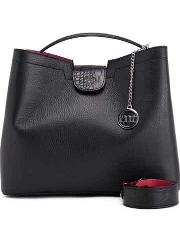 Mia Tomazzi Leren handtas zwart - (B)31 x (H)26 x (D)13 cm