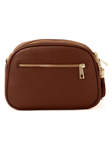 Mia Tomazzi Leder-Umhängetasche "Gradisca" in Hellbraun - (B)22,5 x (H)16 x (T)7 cm