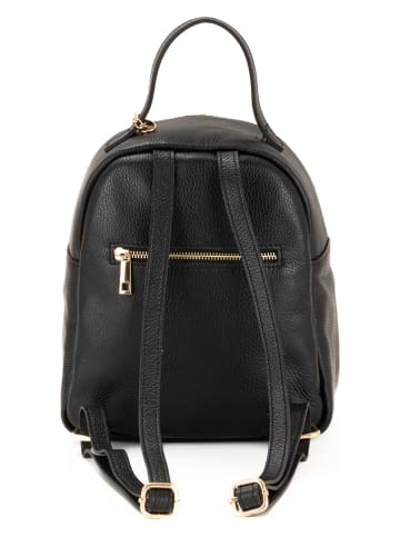 Mia Tomazzi Leder-Rucksack "Caiazzo" in Schwarz - (B)23 x (H)27 x (T)11 cm