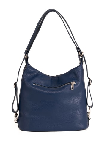 Mia Tomazzi Leder-Rucksack "Giulianova" in Dunkelblau - (B)28 x (H)29 x (T)12 cm