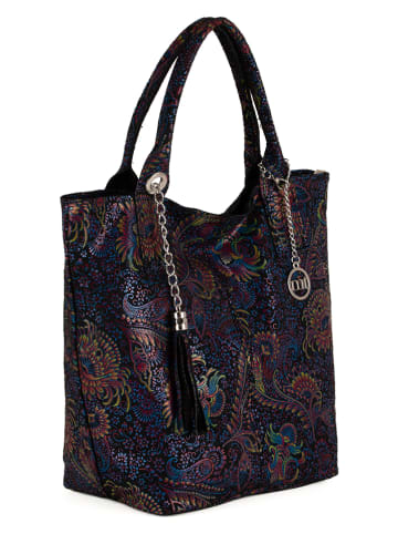 Mia Tomazzi Skórzana torebka "Liberazione" w kolorze czarnym ze wzorem - 20 x 35 x 18 cm