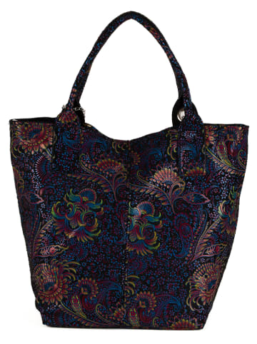 Mia Tomazzi Leren handtas "Liberazione" zwart/meerkleurig - (B)20 x (H)35 x (D)18 cm