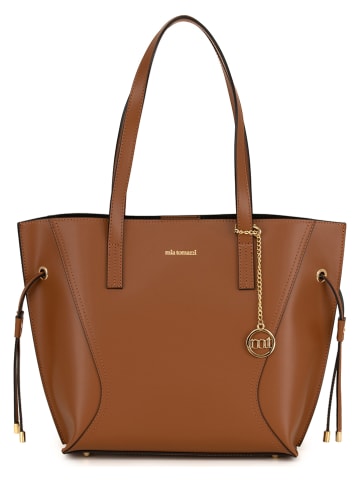 Mia Tomazzi Leder-Schultertasche "Ausonio" in Hellbraun - (B)30 x (H)32 x (T)11,5 cm