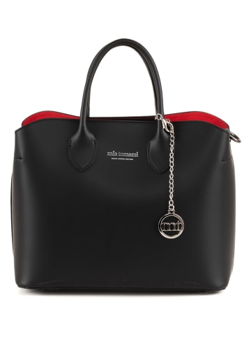 Mia Tomazzi Leder-Henkeltasche in Schwarz - (B)32 x (H)26 x (T)16 cm