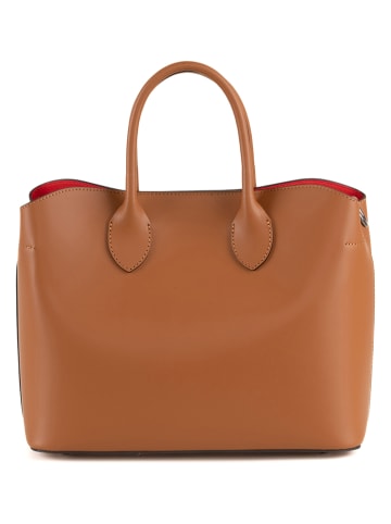 Mia Tomazzi Leder-Henkeltasche in Cognac - (B)32 x (H)26 x (T)16 cm