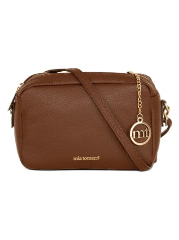 Mia Tomazzi Leren schoudertas ''Astolfo'' bruin - (B)23 x (H)16 x (D)11 cm