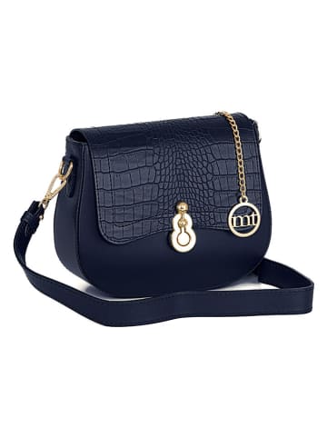 Mia Tomazzi Leder-Umhängetasche ''Barbavara'' in Dunkelblau - (B)23 x (H)20 x (T)7 cm