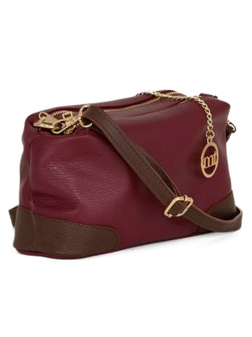 Mia Tomazzi Leder-Umhängetasche "Condino" in Bordeaux - (B)25 x (H)15 x (T)10 cm
