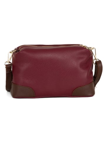 Mia Tomazzi Leder-Umhängetasche "Condino" in Bordeaux - (B)25 x (H)15 x (T)10 cm